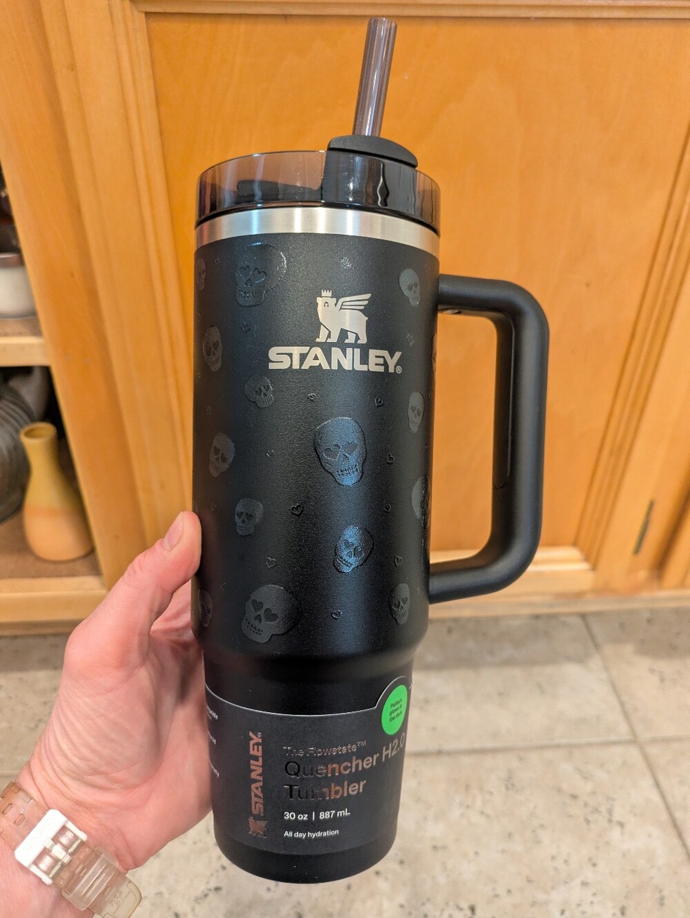 Stanley Black Skull Quencher H2.0 Tumbler with Straw Glow In The Dark